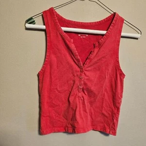 Est. PAC 1980 Pink Henley Cropped Tank XS - Picture 1 of 6