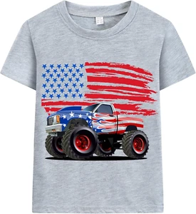 Boys 4Th of July Shirts American Flag T-Shirts Kids Patriotic Independence Day M - Picture 1 of 19