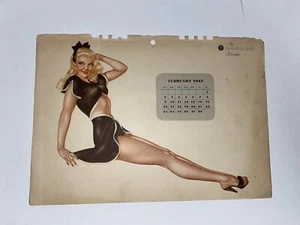 Vintage - FEBRUARY 1947 - Esquire Calendar Girl - Alberto Vargas Pin Up Girl - Picture 1 of 5