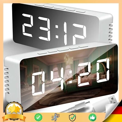 LED Wecker Digital Beleuchtung UHR Tischuhr Alarmwecker Spiegel Retoo - Bild 1 von 4