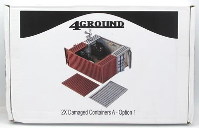 4Ground KB28-HLA-101-OP1 2x Damaged Containers A Option 1 (Red & Grey) Terrain - Image 1 of 4