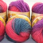 NEW Lot of 6 x50g balls Chunky Hand Coarse Knitting Rainbows Wool Quick Yarn 801
