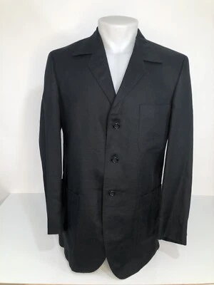 CROMBIE / Великобритании мужской 40R черный 100% льняной блейзер куртка отличном - Изображение 1 из 4