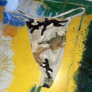 Vintage Delicates Sheer Nylon String Bikini Tanga 8 Camouflage - Bild 1 von 11