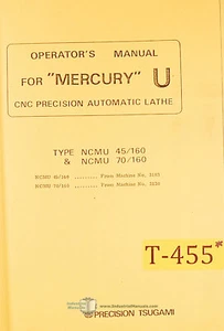 Tsugami Mercury U, NCMU 45/160 70/160, Lathe Operations Manual Year (1980) - Picture 1 of 2
