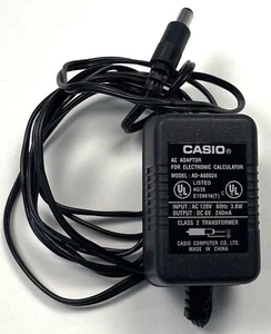 OEM Casio AC DC Adaptor for Electronic Calculator AD-A60024 Black 6V 240mA EUC - Picture 1 of 3