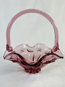 Vintage Fenton Dusty Rose Valencia Glaskorb rosa 6" hoch USA Kunstglas - Bild 1 von 9