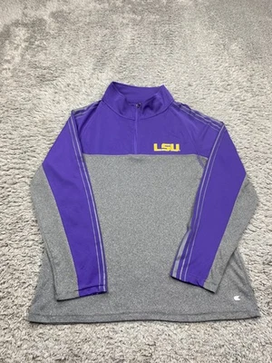 LSU Tigers Jacket Boy XL Colorblock 1/4 Zip Mock Neck Colosseum Youth Pullover - Image 1 of 4