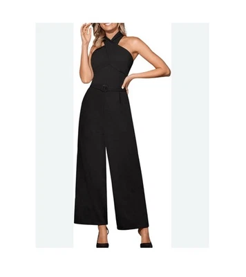 Cupshe Women's Sleeveless Pant Jumpsuit Black Size S Crisscross Top New - Image 1 of 4