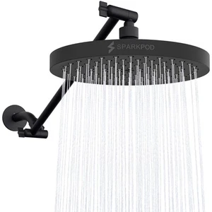 Round Rain Shower Head with Extension Arm - Height Adjustable Shower Head wit... - Picture 1 of 8