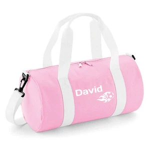 Personalisierte flammende Fußball Fass Tasche 12L, stilvolle robuste Reisetasche für Kinder - Bild 1 von 50