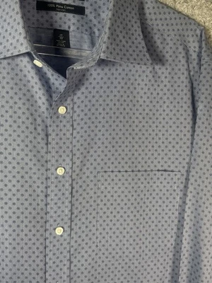Camisa de Vestir Hart Schaffner Marx 17 33 Pima Algodón Azul Micro Puntos Rayas Para Hombres XL Foto 1 de 4