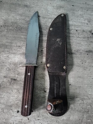 Винтажный японский оригинальный нож-бабочка Sabre 631 с кожаными ножнами - Изображение 1 из 4