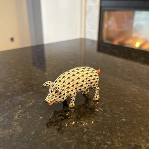 AUTHENTISCHES Herend Netz Schwarz Schwein Gold Akzent SELTENE Farbe 🔥 - Bild 1 von 10