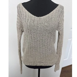 Suéter Abercrombie & Fitch Tejido Abierto Dorado Metálico Beige Para Mujer Talla S - Imagen 1 de 10