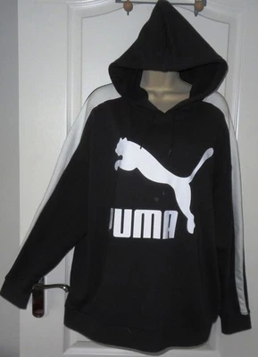 NUEVO Mujer🦋PUMA🦋Negro Bolsillos Elásticos Capucha Sudadera Deportiva Talla XL (16/18) Foto 1 de 4