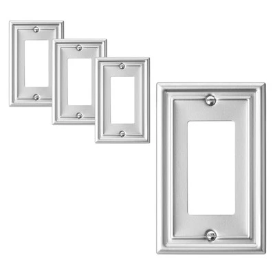 DEWENWILS Brushed Nickel Outlet Covers, 4Packs Metal decorator Wall Plates - Image 1 of 4