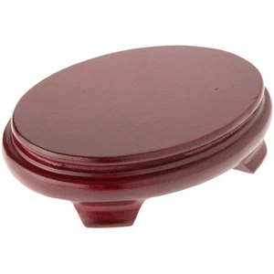 Plymor Red Oval Wood Veneer Footed Display Base, 5.5" W x 4" D x 1.25" H - Picture 1 of 1
