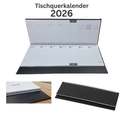 Tischquerkalender 2026 Wochenansicht Feiertage Ferien D/AT/CH Robuster Hardcover - Bild 1 von 4