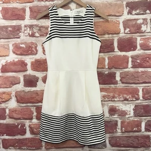 Madewell Kleid Damen XS weiß schwarz gestreift Plissee Freizeit Karriere Reißverschluss - Bild 1 von 8