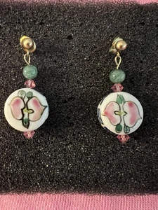 Artisan Painted & Beaded Cute Earrings-Pierced Jewelry - Picture 1 of 2