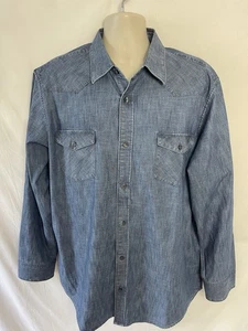 Banana Republic Blue Denim Button Front Long Sleeve Shirt Men's Size 2XL - Picture 1 of 6