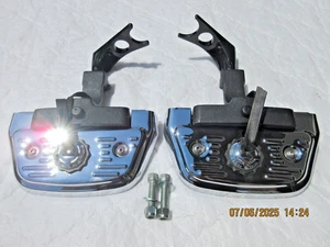 Used Harley Davidson Softail Pass. footboards + Chrome Covers conchos +Mtg Hard. - Picture 1 of 11