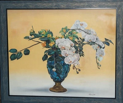 Contemporary realist oil painting still life with vase and flowers - Image 1 of 4