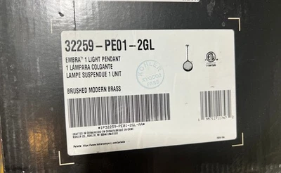 Lámpara colgante moderna de latón cepillado Kohler Embra 1 luz 32259-PE01-2GL Foto 1 de 4