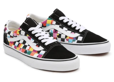 Vans Mens Black Old Skool Floral Checkerboard Low Top Skate Sneaker Shoes Size 9 - Image 1 of 4