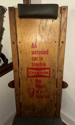 RARE Vintage 1960s Champion Spark Plugs Wooden Car Crawler Creeper - Image 1 of 4