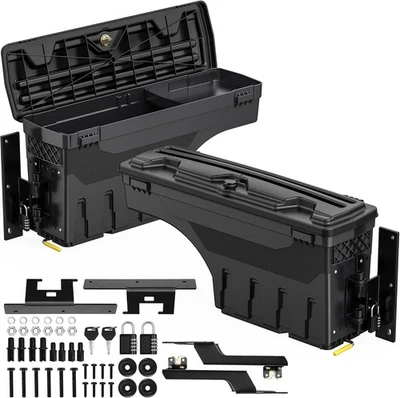 Left + Right Side For 2015-2025 Ford F150 Truck Bed Swing Storage Box Tool Box - Image 1 of 4