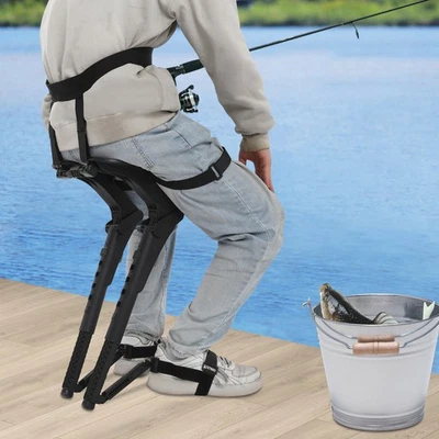 Outdoor Portable Chair w/ Invisible Seat Fishing Stool Leg Ergonomics Seat 150kg - Image 1 of 4