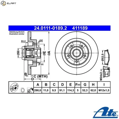 2x BRAKE DISC 24.0111-0189.2 FOR RENAULT SCÉNIC/GRAND/IV TALISMAN/Grandtour 1.6L - Image 1 of 4