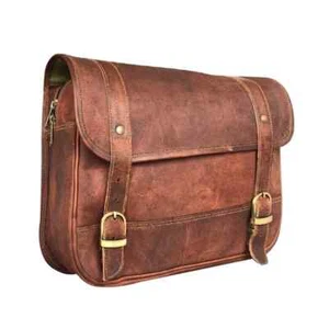 Vintage Leather Luggage Universal Motorcycle Bicycle Storage Saddle Bag Panniers - Picture 1 of 9