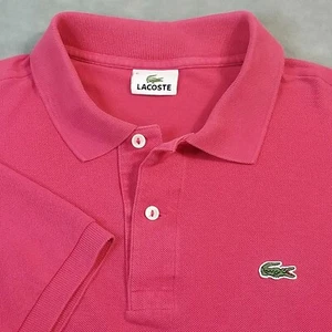 LACOSTE MENS POLO SHIRT XL 6 RED VTG PIQUE MOTHER OF PEARL BUTTONS - Picture 1 of 7