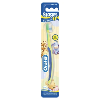 Oral-B Unisex Kid Multicoloured Stages1 4-24 Months Baby Soft Bristle Toohtbrush