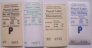 Great Britain - 4 Parcel Labels Dundee Corporation Transport Department - Picture 1 of 1