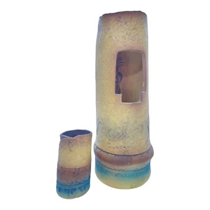 1999 J H BOONE LAN SPURGERS SIGNED ART POTTERY SCULPTURE CANDLE CHIMNEY & HOLDER - Picture 1 of 13