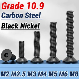 M2 M2.5 M3 M4 M5 M6 M8 SOCKET COUNTERSUNK SCREWS 10.9 HT CSK HEX ALLEN KEY BOLTS - Picture 1 of 75