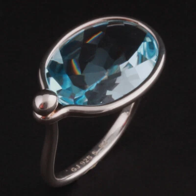 Georg Jensen Sterling Ring with Topaz # 628,  Silver. Savannah V. Torun. NEW! - Imagem 1 de 4