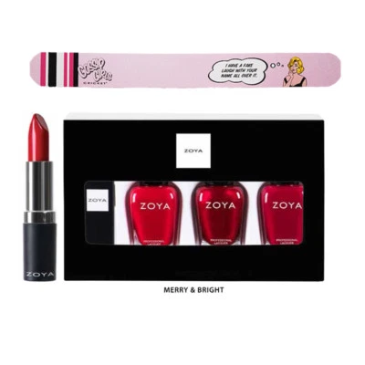 Zoya Polaco Labios y Puntas Merry Bright: Hannah, Elisa, Diana, Terciopelo Mate .5oz Foto 1 de 4