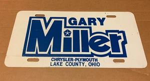 Gary Miller Chrysler Plymouth Lake Co Ohio Dealership License Plate Advertising - Picture 1 of 2