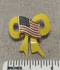 Vintage OPERATION DESERT STORM Support our Troops PIN Yellow Ribbon US Flag NOS