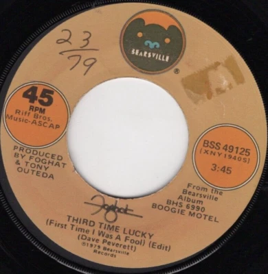 Foghat – Third Time Lucky (First Time I Was A Fool) 1979 Bearsville Rock VG+ - Image 1 of 2