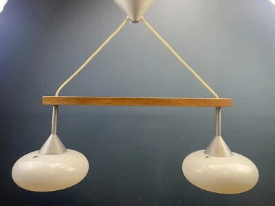 RARE 1990s IKEA LAREDA GLASS & WOOD CEILING LIGHTS CHANDELIER - Image 1 of 4