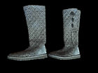 UGG Lattice Cardy Womens Size 8 Gray Knit Button Knee Tall Winter Boots 3066