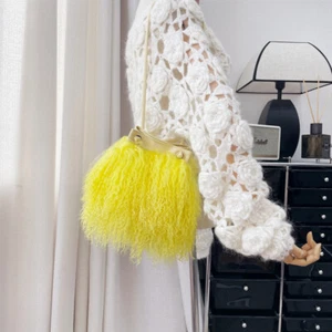 Bolso bandolera bandolera de piel de cordero mongol real para mujer - Imagen 1 de 29