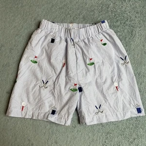 Boy’s Size 4 Golf Themed Blue Gingham Shorts Embroidered  - Picture 1 of 10
