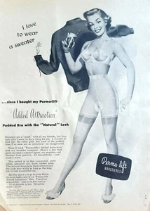 Anuncio de revista Perma Lift sujetadores vintage años 50, pin up niña "suéter" - Imagen 1 de 1